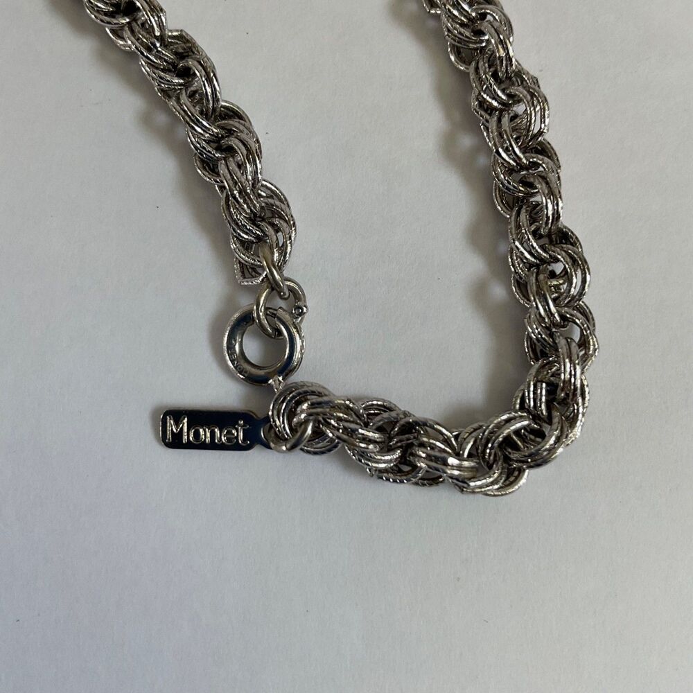 VTG Monet Bolero Silver Filigree Ball Tassel Necklace Rope Chain Book Piece MCM - Picture 3 of 12